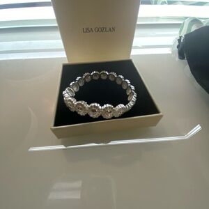 Lisa Gozlan Silver Bracelet with Crystal Accents